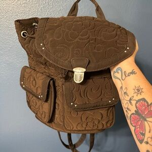 Vera Bradley Brown Backpack with Embossed Design